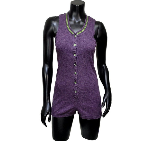 Victorias Secret Size S Purple Ribbed Racerback Super Soft Underware Romper - Picture 1 of 8